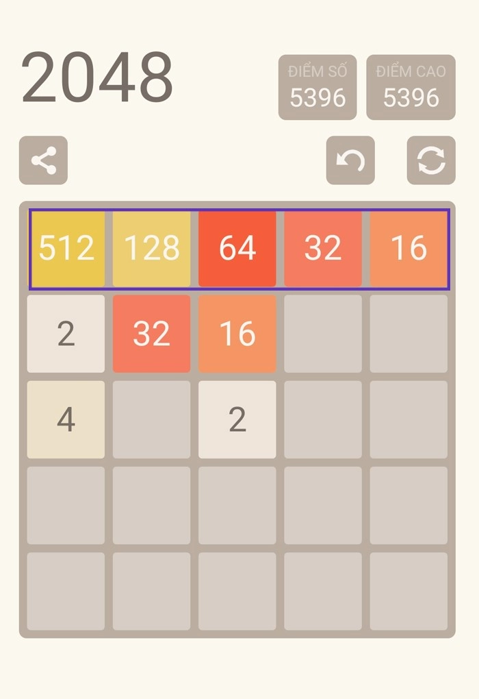 Giao diện game 2048